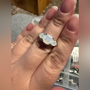 New Genuine Moonstone & Topaz Ring Sz. 7